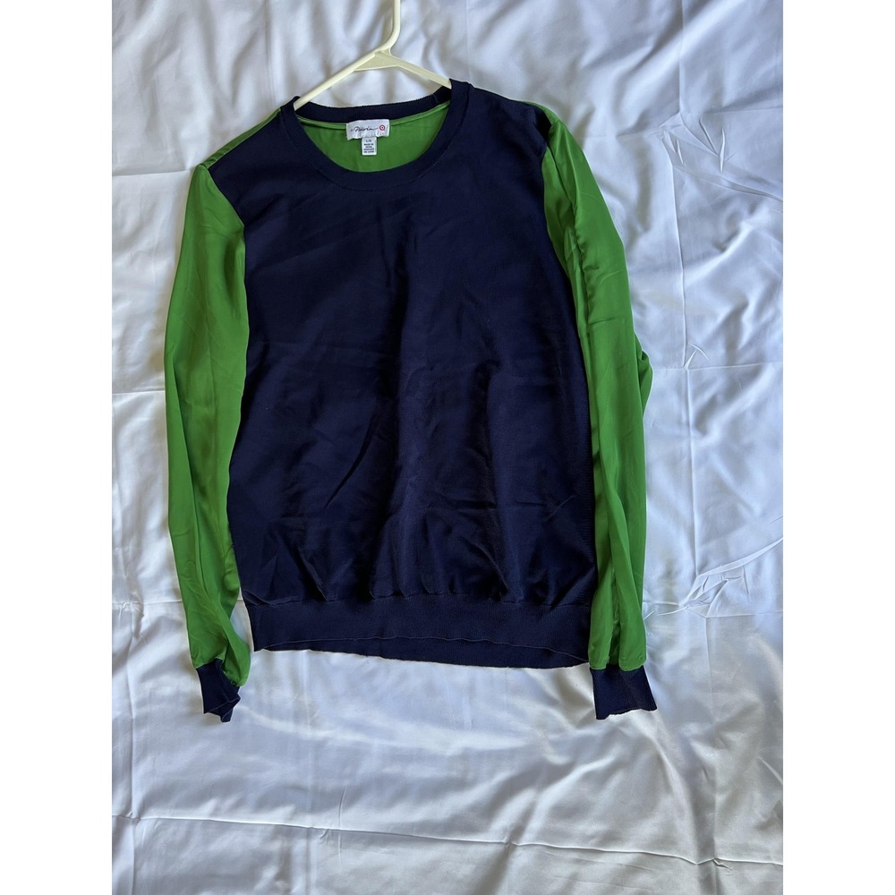 3.1 Phillip Lim for Target Sweater‎ Womens Large Navy Green Mixed Media Pullover - Picture 4 of 14